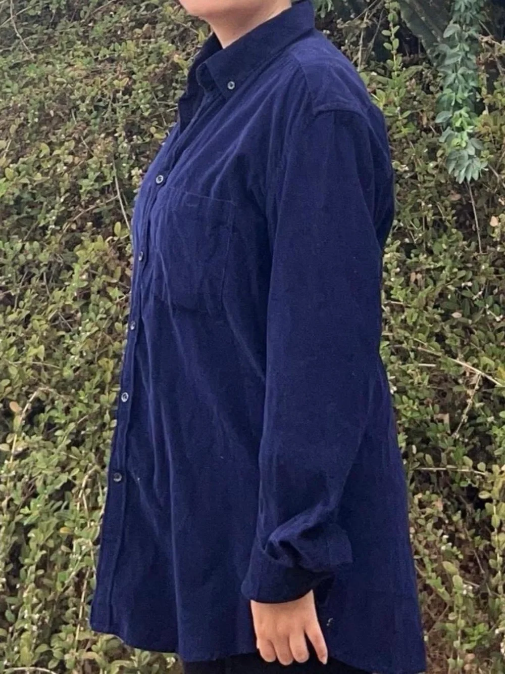 Purple corduroy button-up shirt